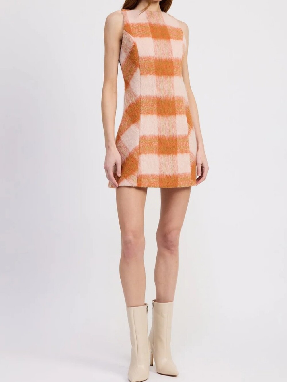 En Saison - Elizabeth Mini Dress - Orange Plaid